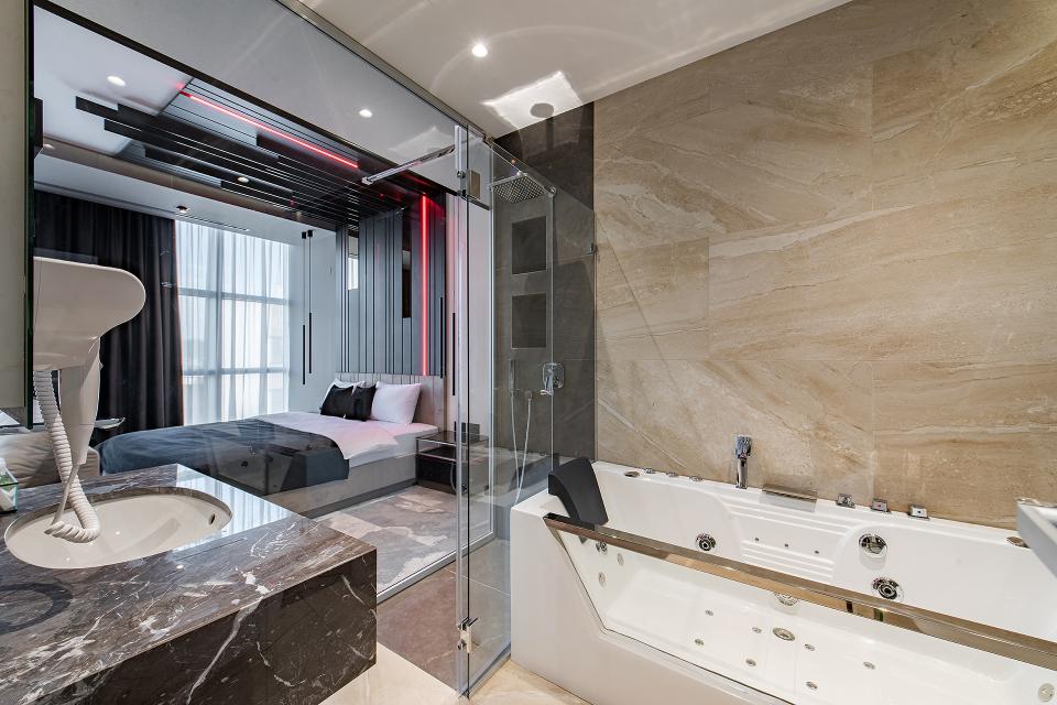 Suite bathroom and interior
