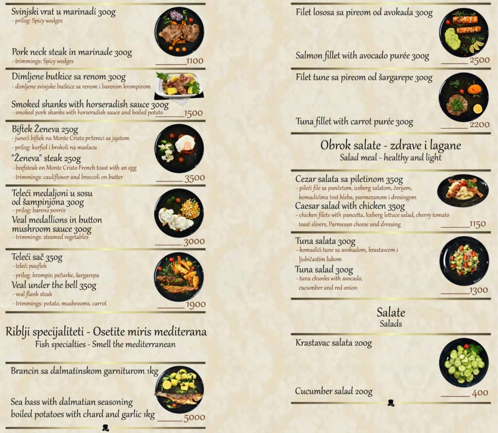 A la carte menu page 5