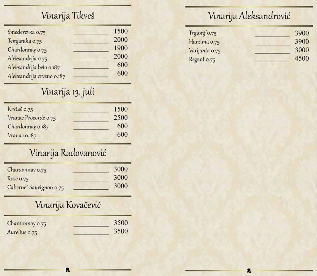 A la carte menu page 10